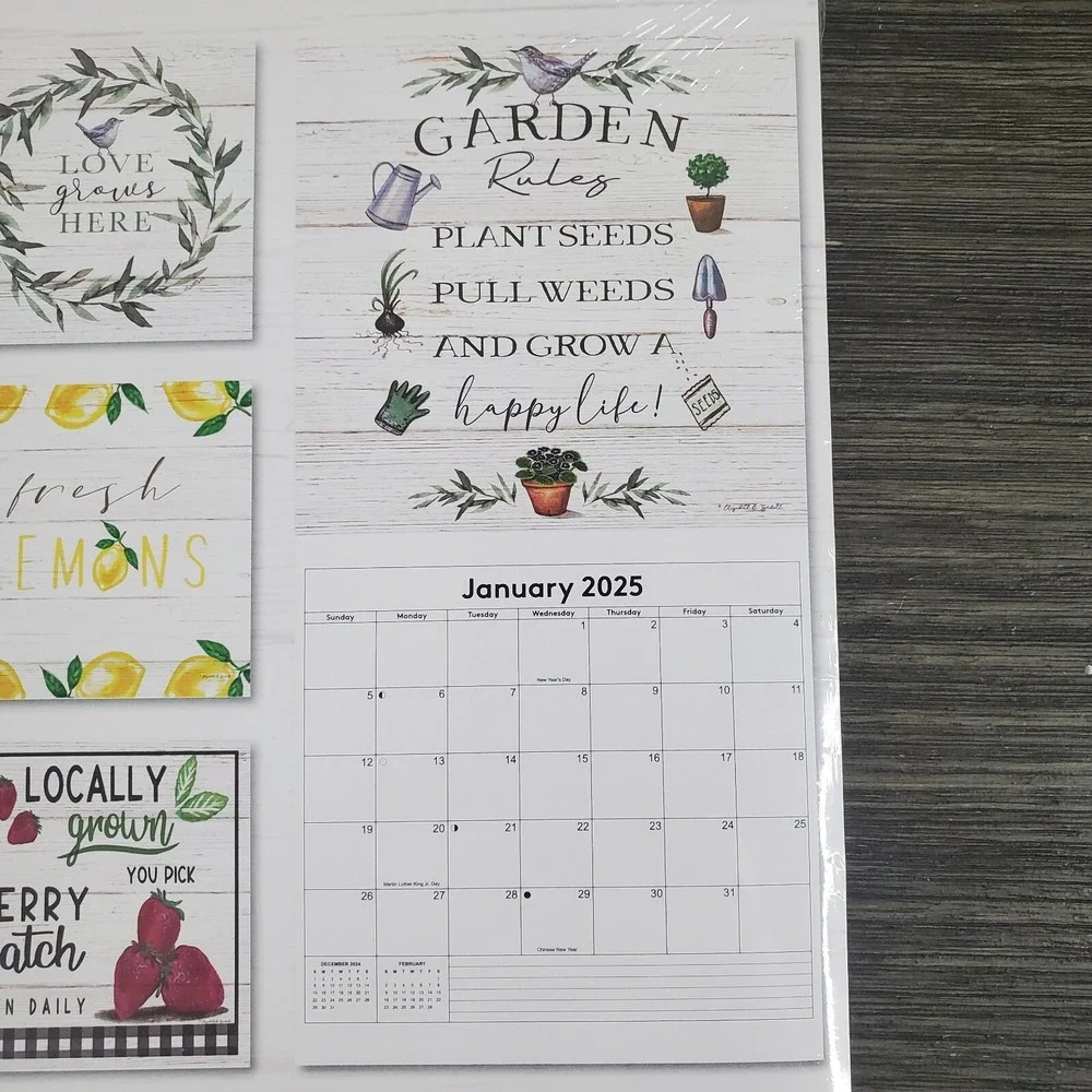 2025 Dollar Tree Calendar FARMER'S MARKET Bee Crafts Early Release 12 Month